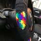 Rainbow Heart Steering Wheel Cover