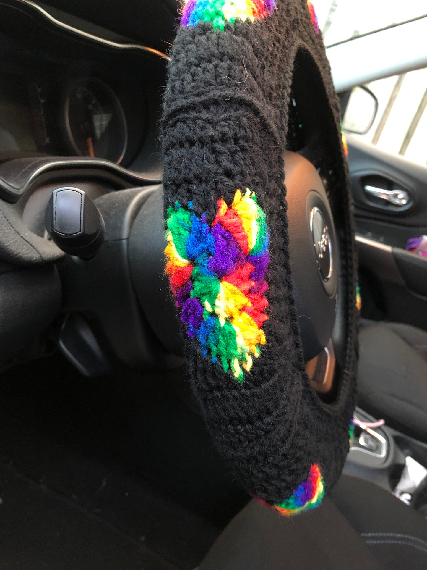 Rainbow Heart Steering Wheel Cover