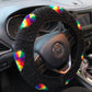 Rainbow Heart Steering Wheel Cover