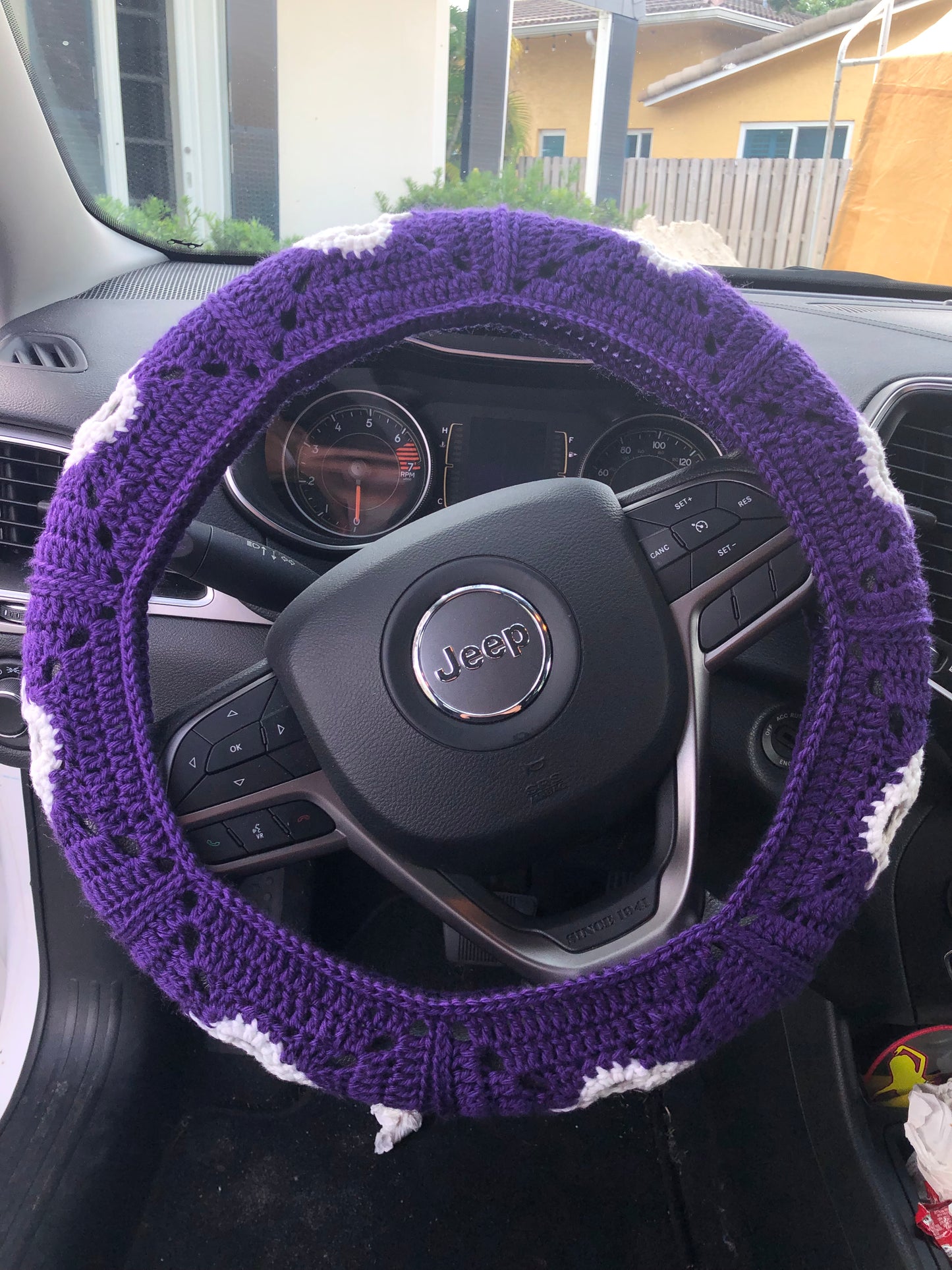 Violet Glow-In-The-Dark Skull Steering Wheel Cover