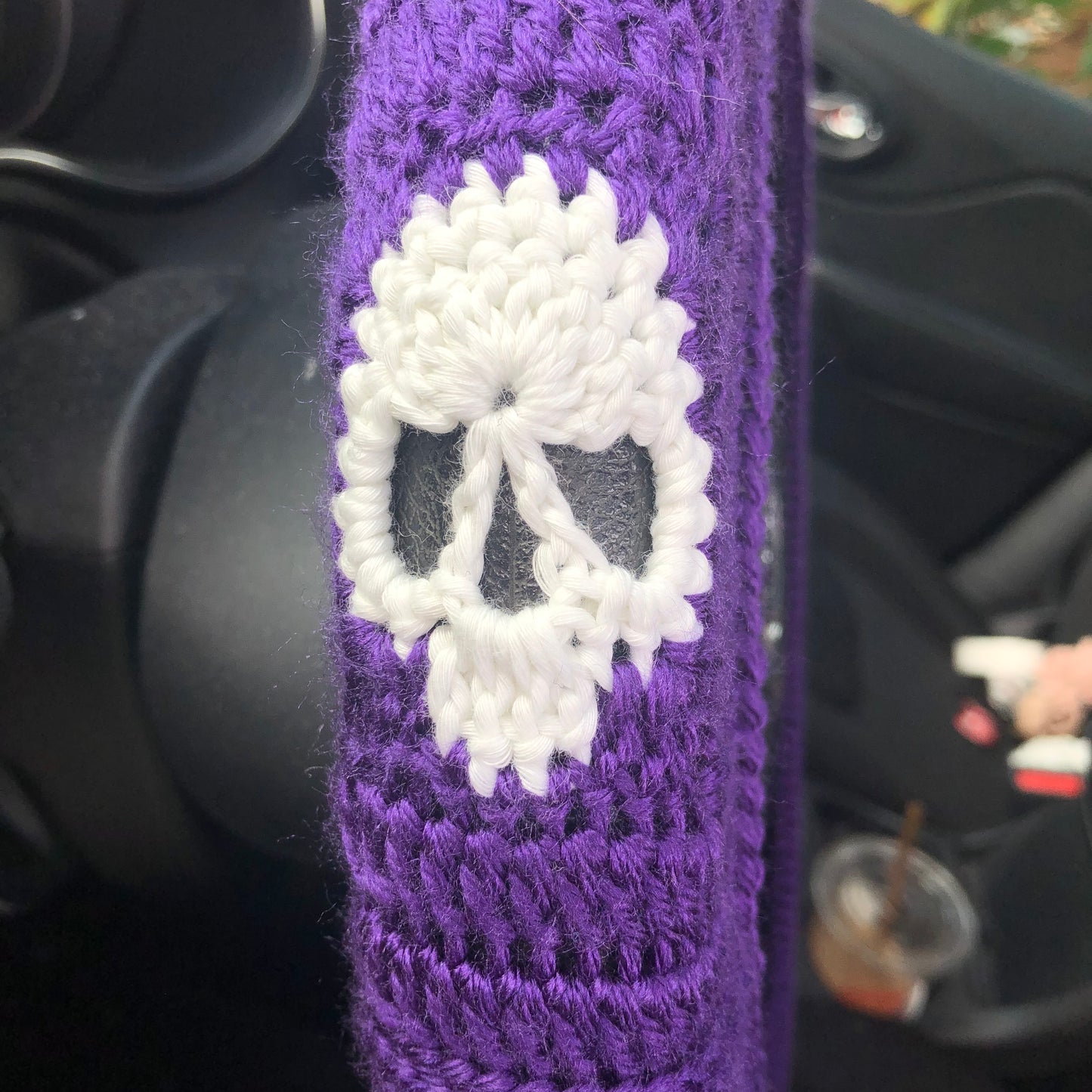 Violet Glow-In-The-Dark Skull Steering Wheel Cover