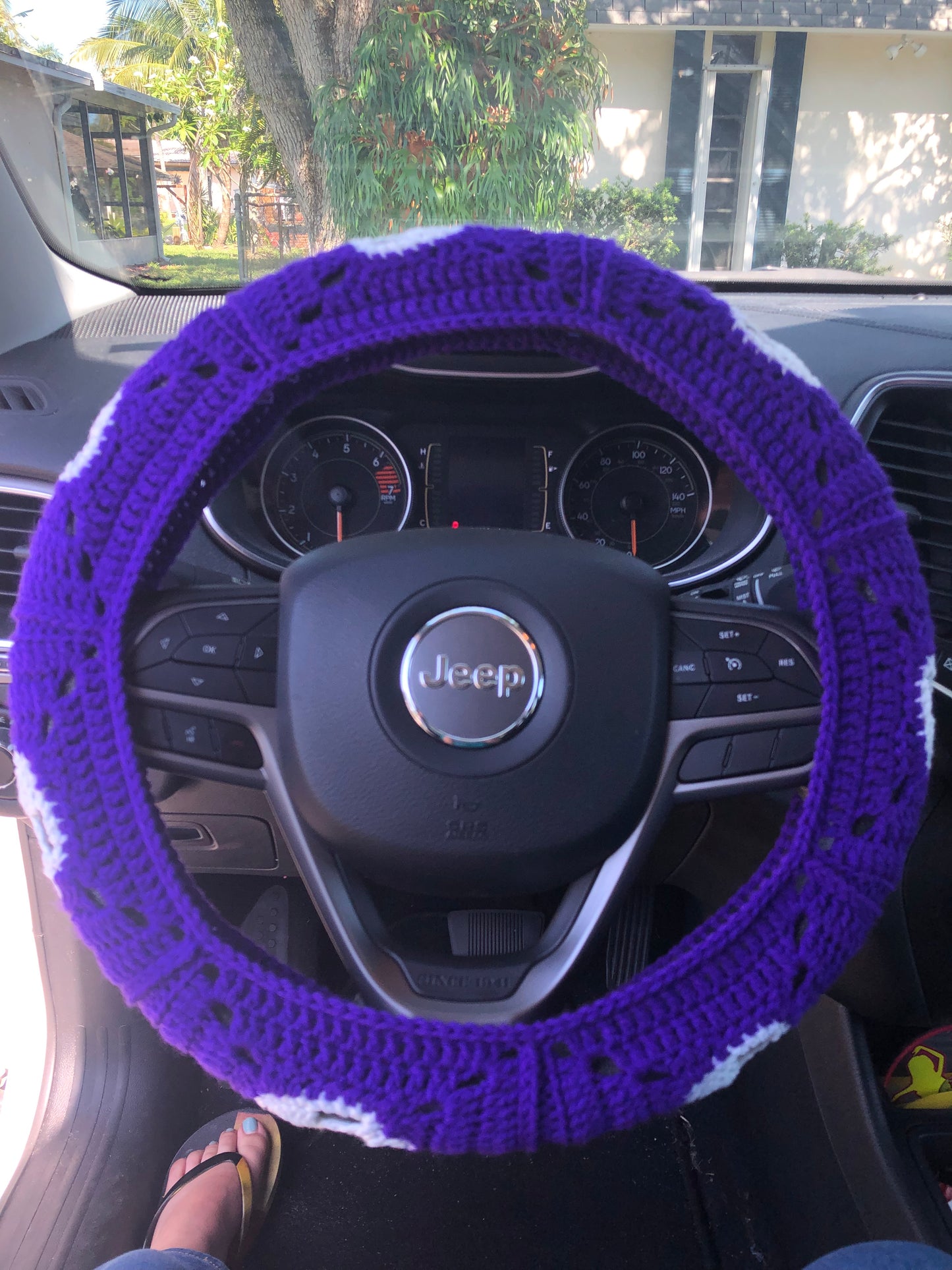 Electric Purple Glow-In-The-Dark Skull Steering Wheel Cover