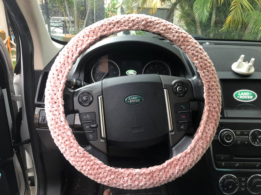 Pink Velvet Steering Wheel Cover